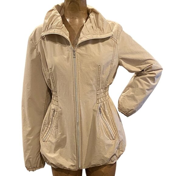 Sonoma Life + Style Spring Jacket Full Zip Nipped In Smock Waist XL Beige #328B - Picture 2 of 12